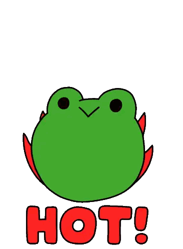 Green Frog With Flames And Hot Text Sticker
