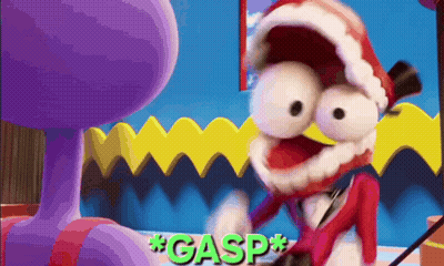 Green Frog With Pink Bow Tie Looks Angry GIF