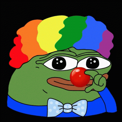 Green Frog With Rainbow Wig And Bow Tie Holding Red Nose GIF