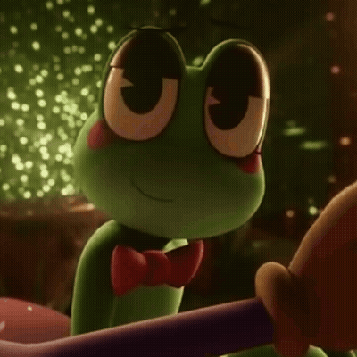 Green Frog With Red Bow Tie GIF