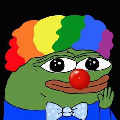 Green Frog With Red Nose And Rainbow Wig GIF