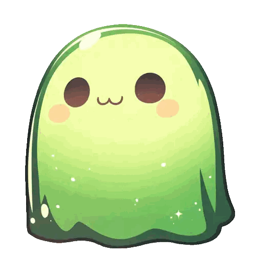 Green Ghost Smiley Face Sticker