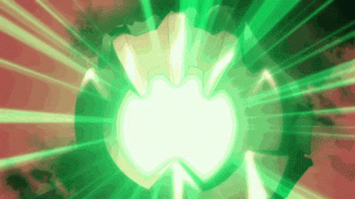 Green Glowing Object Coming Out Of Hole In Red Background GIF