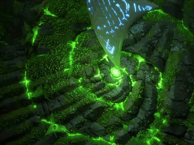 Green Glowing Swirl With Letters GIF