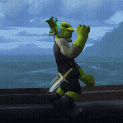 Green Goblin Holding Sword By Water GIF