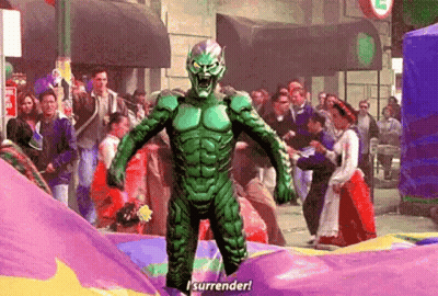 Green Goblin On Bouncy Castle GIF