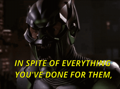 Green Goblin Saying In Spite Of Everything GIF