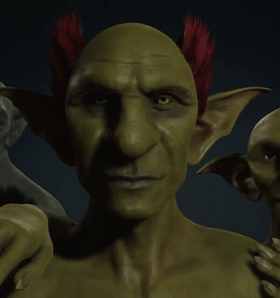 Green Goblin With Red Hair On Ears GIF