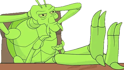 Green Grasshopper Sitting On Chair Sticker