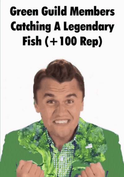 Green Guild Members Catching Legendary Fish GIF