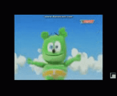Green Gummy Bear In Clouds GIF
