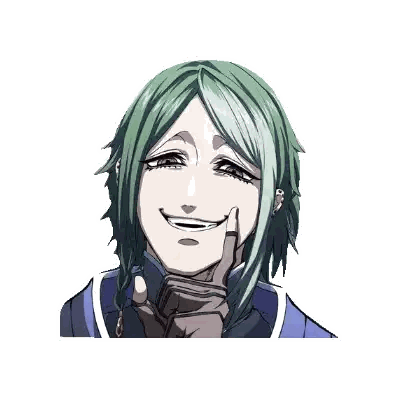 Green Hair Man Smiling Hand On Face Sticker