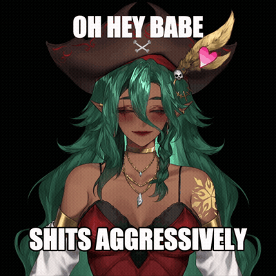 Green Hair Pirate Hat Woman Says Oh Hey Babe Shits Aggressively GIF