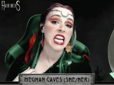 Green Hair Woman Behind Sign Meghan Caves (She Her) GIF