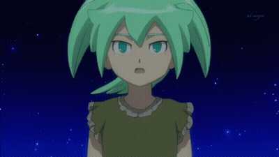 Green Haired Anime Character With BS Japan Logo GIF