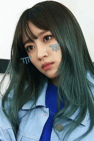 Green-Haired Girl Blue Jacket Blue Shirt GIF
