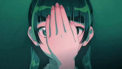 Green-Haired Girl Covering Face GIF