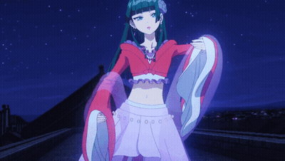 Green-Haired Girl Dancing In Purple Skirt GIF