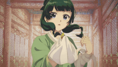 Green-Haired Girl Holding White Cloth GIF