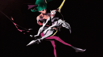 Green-Haired Woman On White Dog With Mask GIF