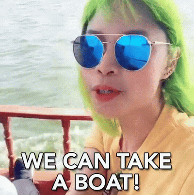 Green Haired Woman Sunglasses Saying We Can Take A Boat GIF