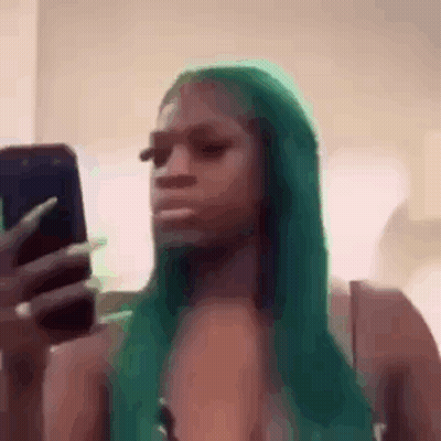Green-Haired Woman Taking Selfie GIF
