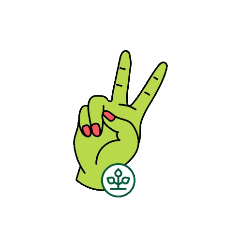 Green Hand Making Peace Sign Sticker