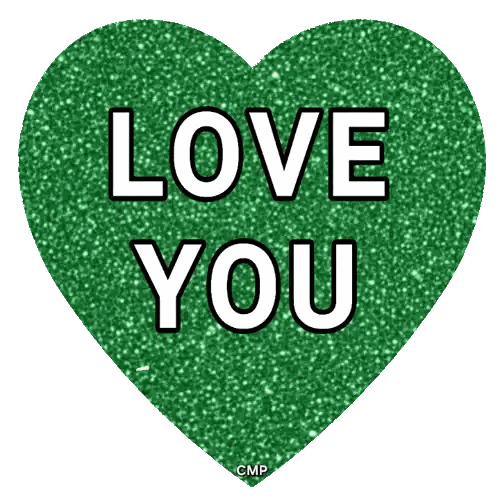 Green Heart Saying Love You Sticker