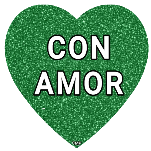 Green Heart With Con Amor Text Sticker
