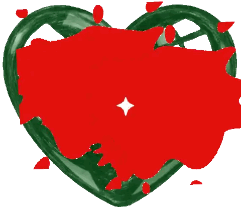 Green Heart With Red And Yellow Paint Sticker