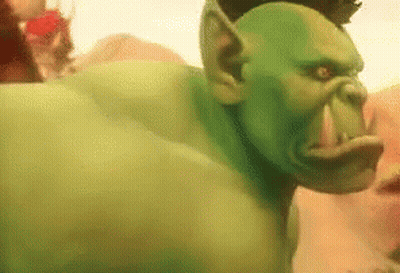 Green Hulk Statue With Beard And Wine GIF