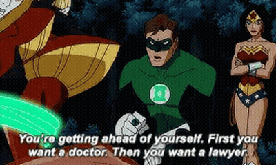 Green Lantern And Wonder Woman Standing Together GIF