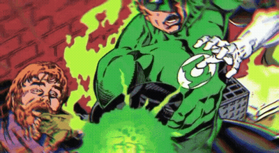 Green Lantern Attacked By Man With Brick Wall GIF