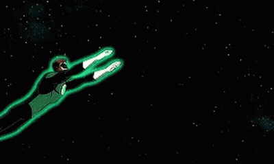 Green Lantern Flying Holding Green Light GIF