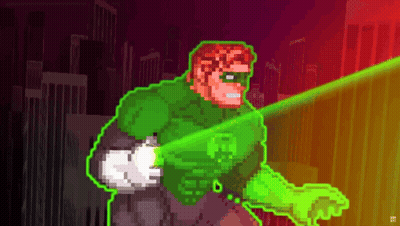 Green Lantern Pixel Art With Green Light GIF