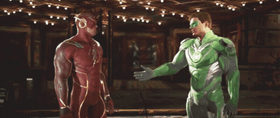 Green Lantern Shaking Hands With Flash GIF
