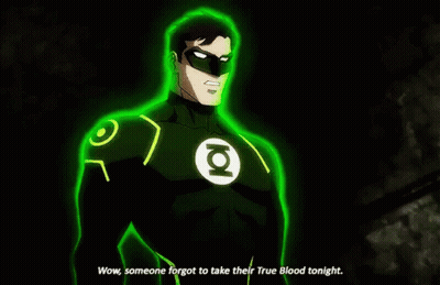 Green Lantern With Green Light From Chest GIF