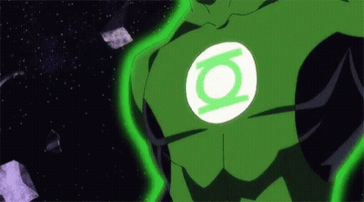 Green Lantern With Green Light On Chest GIF