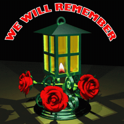 Green Lantern With Red Roses Saying We Will Remember GIF