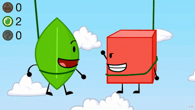 Green Leaf And Red Cube Side By Side GIF