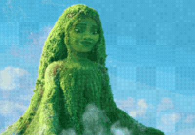 Green Leaves Woman Statue GIF