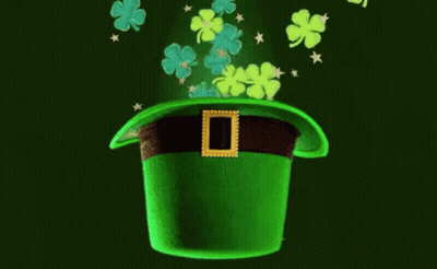 Green Leprechaun Hat With Clovers GIF