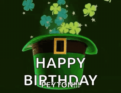 Green Leprechaun Hat With Clovers GIF