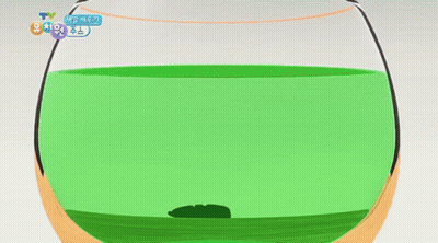 Green Liquid In Glass With Korean Writing GIF