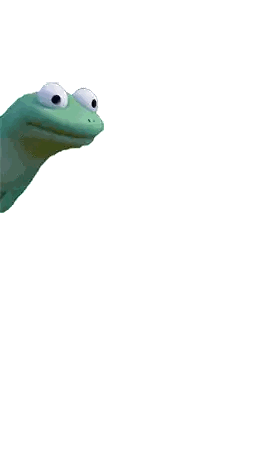 Green Lizard Pointing Up Sticker