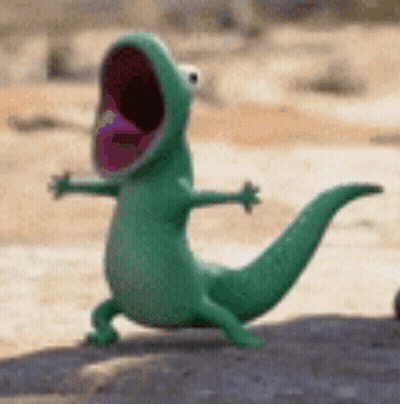 Green Lizard With Mouth Open GIF
