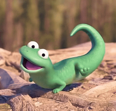 Green Lizard With Purple Tongue On Rock GIF
