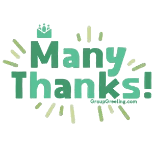 Green Many Thanks Sign With Crown Sticker
