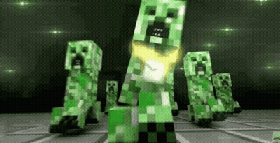Green Minecraft Creepers On Chess Board GIF