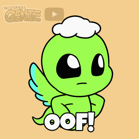 Green Monster Cartoon Says Oof In White GIF